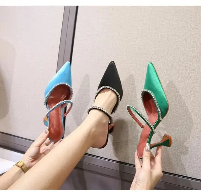 Luxury Rhinestone Satin High Heels fashionnsio