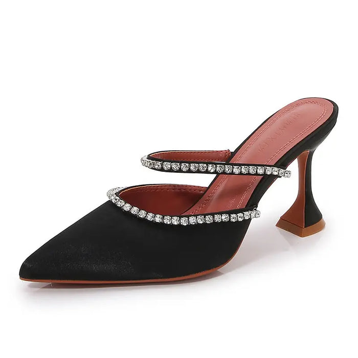 Luxury Rhinestone Satin High Heels fashionnsio