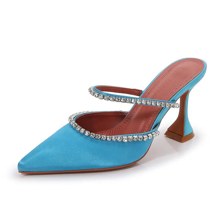 Luxury Rhinestone Satin High Heels fashionnsio