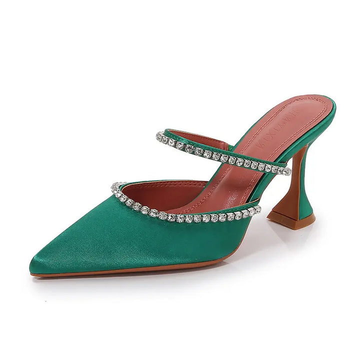 Luxury Rhinestone Satin High Heels fashionnsio