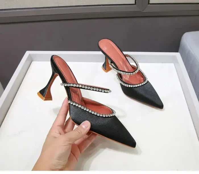 Luxury Rhinestone Satin High Heels fashionnsio