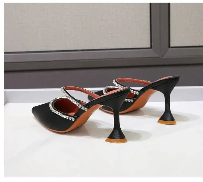 Luxury Rhinestone Satin High Heels fashionnsio
