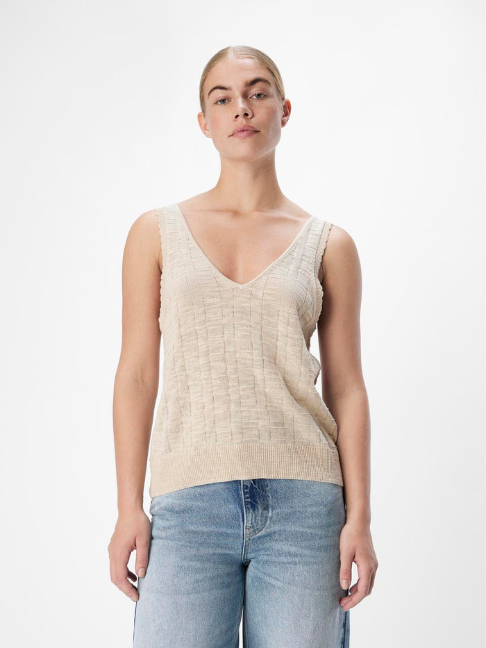 Dimka Sleeveless Knit Top (Sandshell)