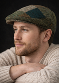 Donegal Tweed Flat Cap | Green Patch | Handcrafted Irish Wool Cap