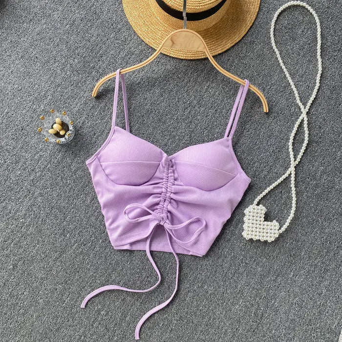 Drawstring Built-in-bra Tank Top fashionnsio