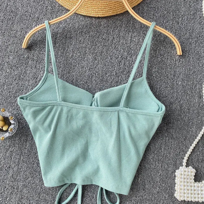 Drawstring Built-in-bra Tank Top fashionnsio