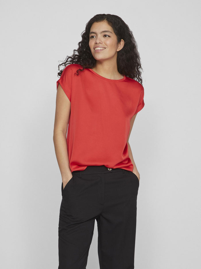 Elle Satin Top (Poppy Red)