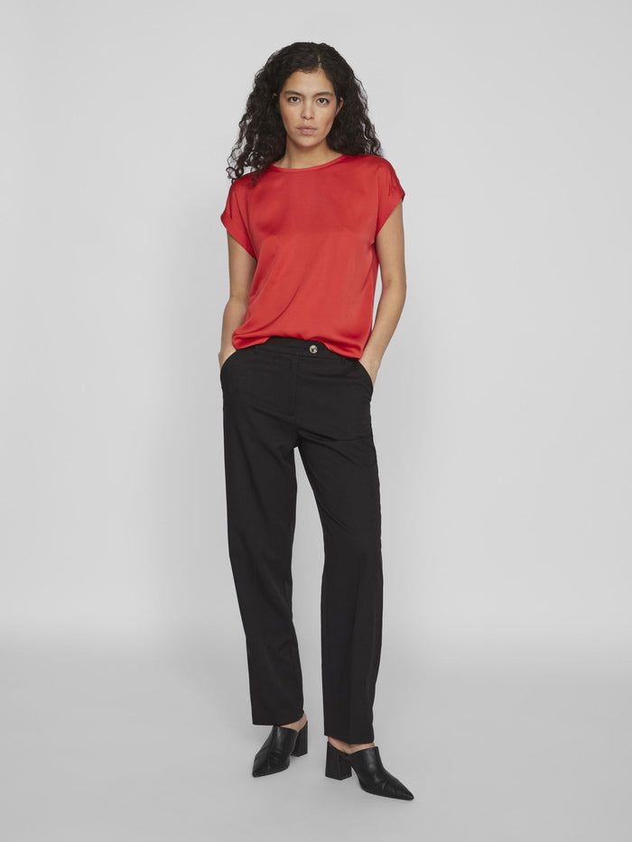 Elle Satin Top (Poppy Red)