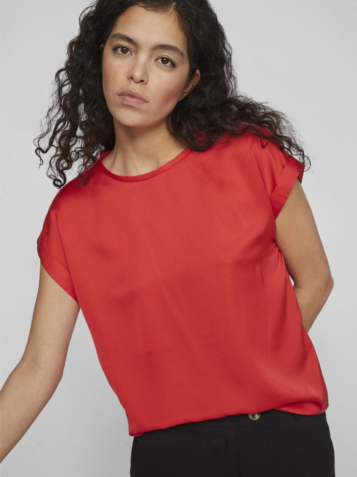 Elle Satin Top (Poppy Red)