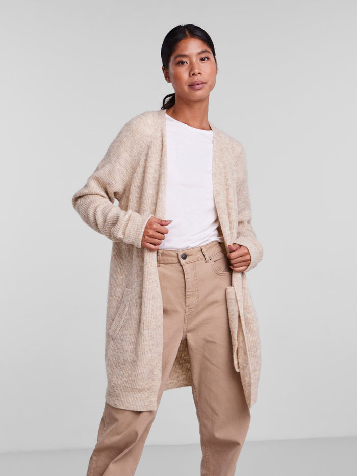 Ellen Long Knit Cardigan (White Pepper)
