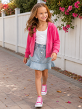 Essentials Light Wash Pull-On Denim Skater Skirt