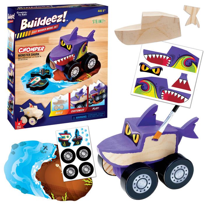 Faber-Castell / Creativity for Kids - Buildeez! Chomper Monster Shark - DIY Wooden Craft Kit