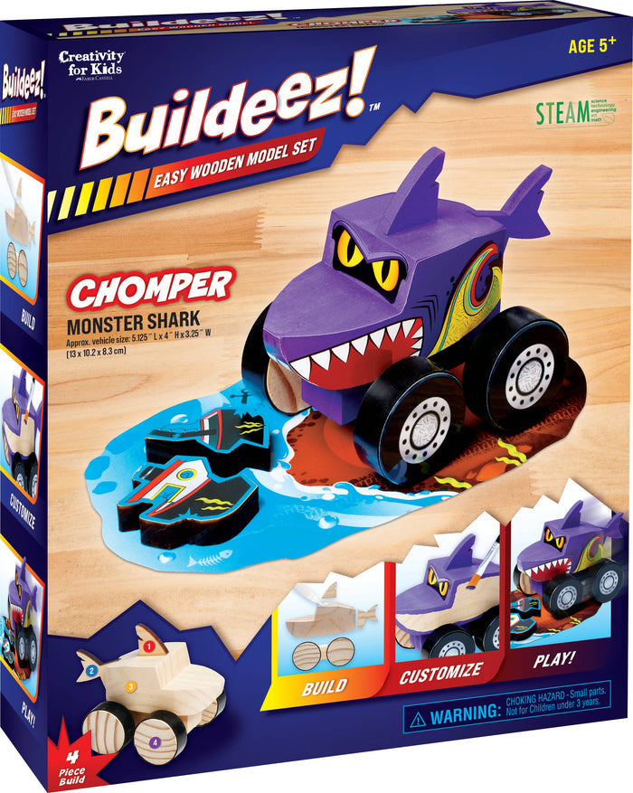 Faber-Castell / Creativity for Kids - Buildeez! Chomper Monster Shark - DIY Wooden Craft Kit