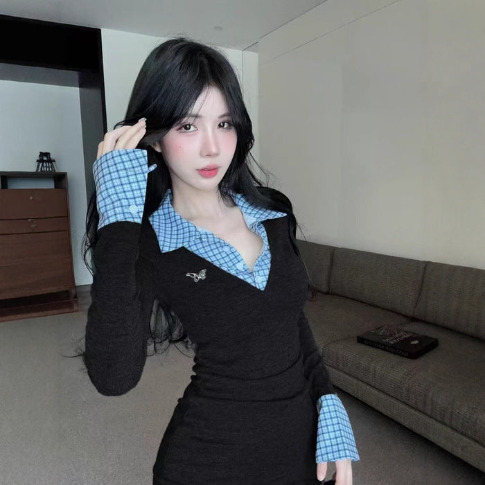Fake Two-piece Bodycon Dress - Fashionnsio