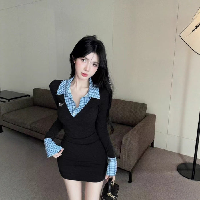 Fake Two-piece Bodycon Dress - Fashionnsio