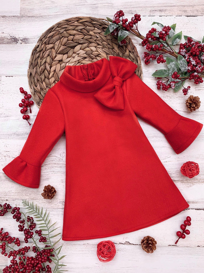 Fancy Fabulous Bow Cherry A-Line Dress Mia Belle Girls