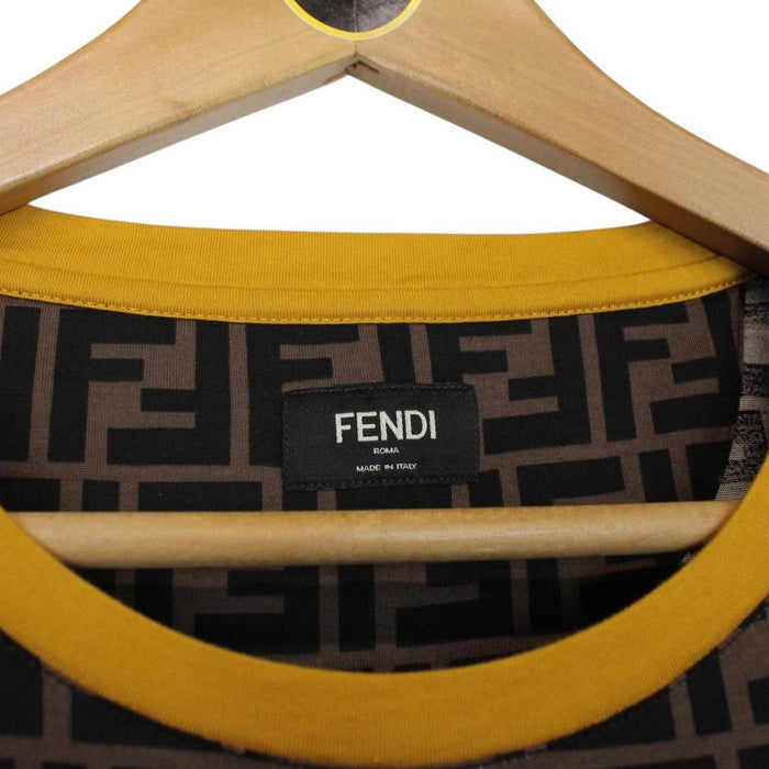 Fendi Brown and Black FF Zucca Monogram Cotton Short Sleeve T-Shirt