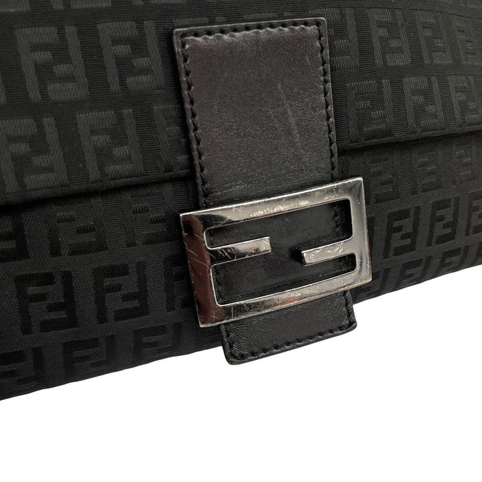 Fendi Black Zucca Monogram Mama Baguette Shoulder Bag
