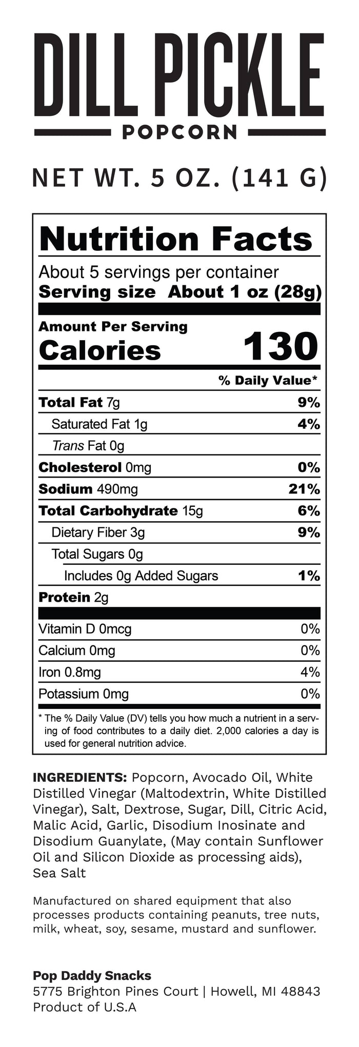 Flavored Popcorn - 5oz - Dill Pickle