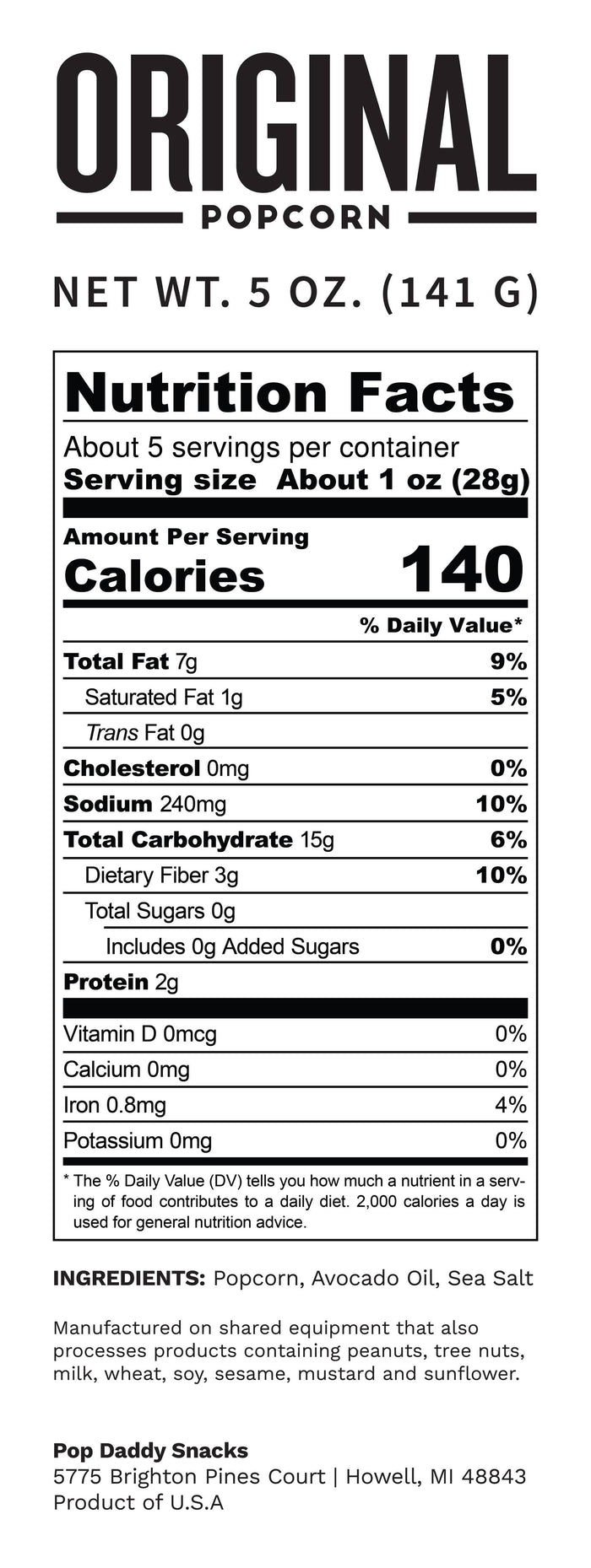 Flavored Popcorn - 5oz - Original