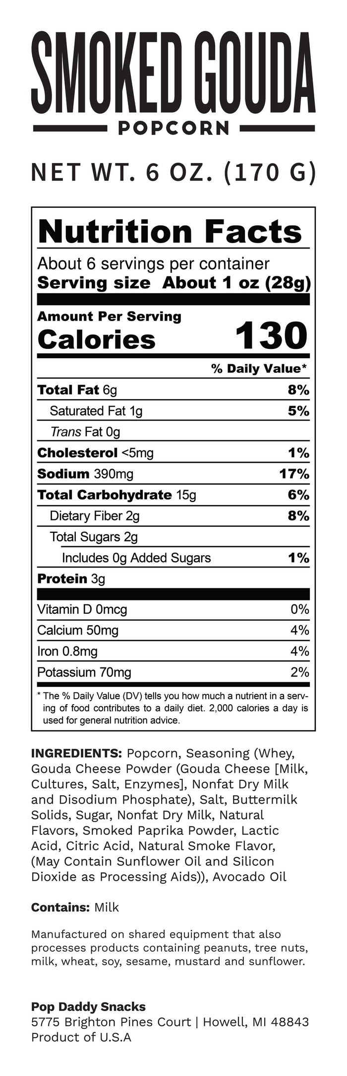 Flavored Popcorn - 6oz - Smoked Gouda
