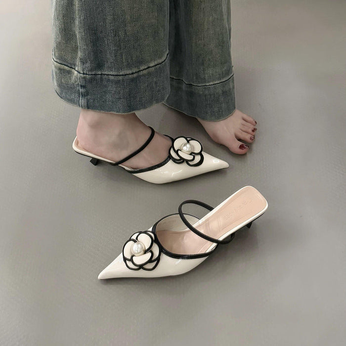 Floral Embellish Pointed Toe Heels - Fashionnsio