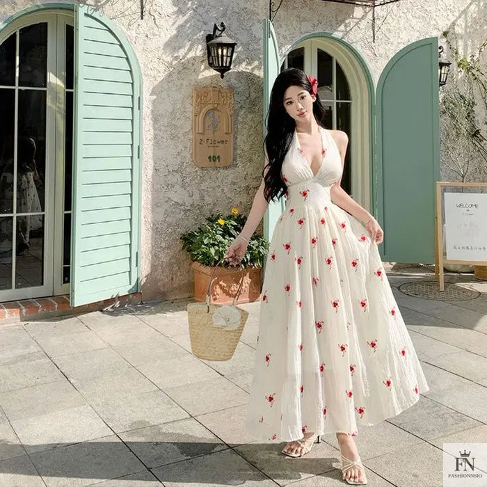 Floral Print Flowy Maxi Dress - Fashionnsio