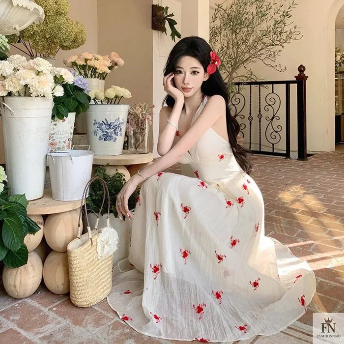 Floral Print Flowy Maxi Dress - Fashionnsio