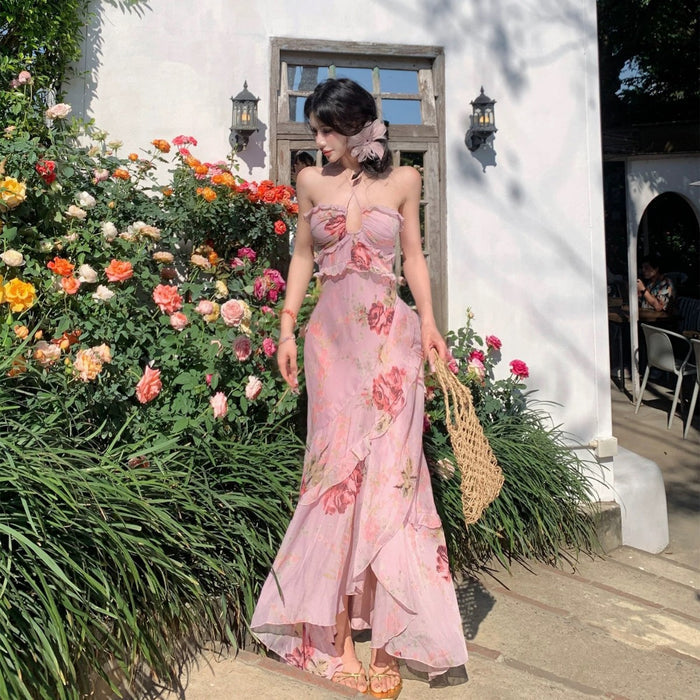 Floral Print Ruffle Maxi Dress - Fashionnsio