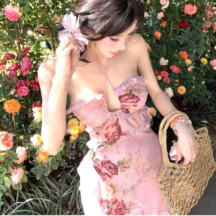 Floral Print Ruffle Maxi Dress - Fashionnsio