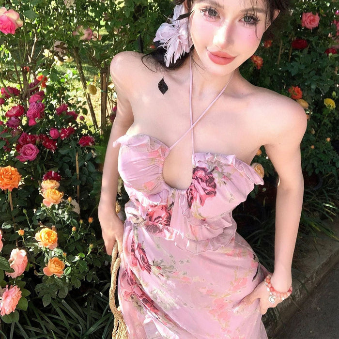 Floral Print Ruffle Maxi Dress - Fashionnsio