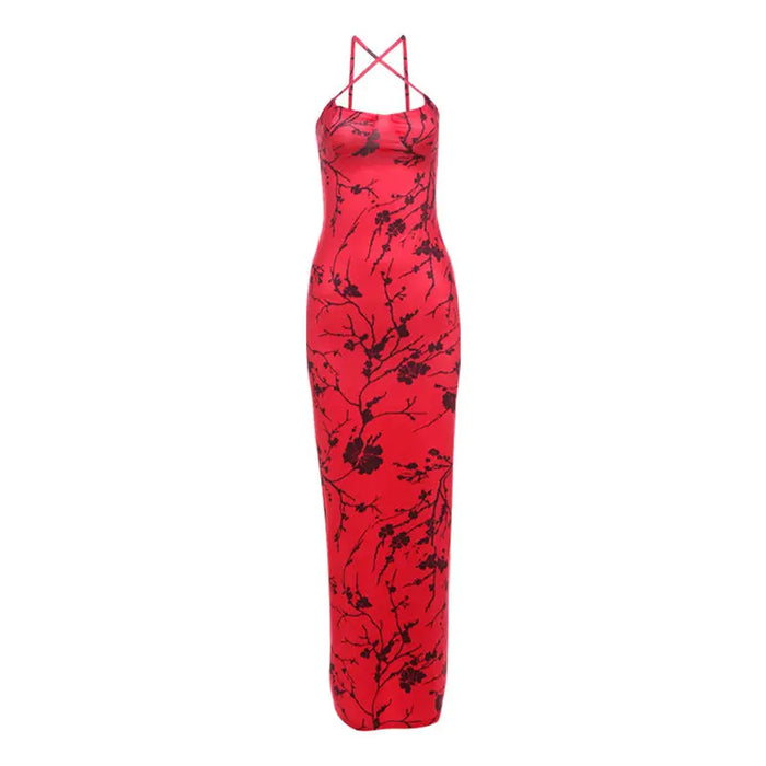 Floral Printed Bodycon Long Dress fashionnsio