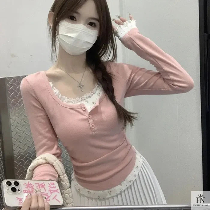 Floral Two-piece Lace Top - Fashionnsio