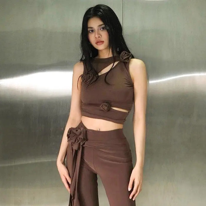 Flower Cut Out Crop Top fashionnsio