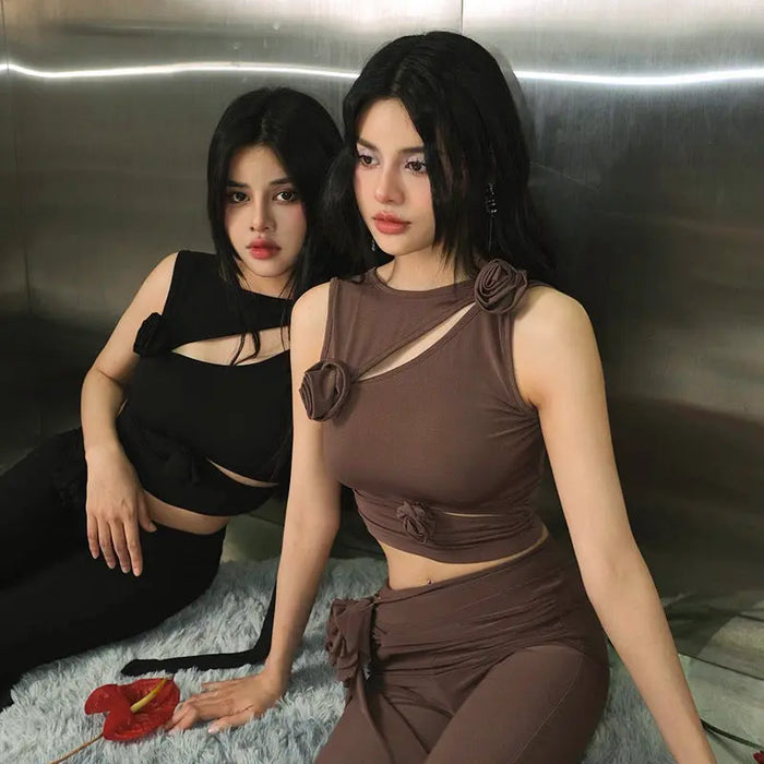 Flower Cut Out Crop Top fashionnsio