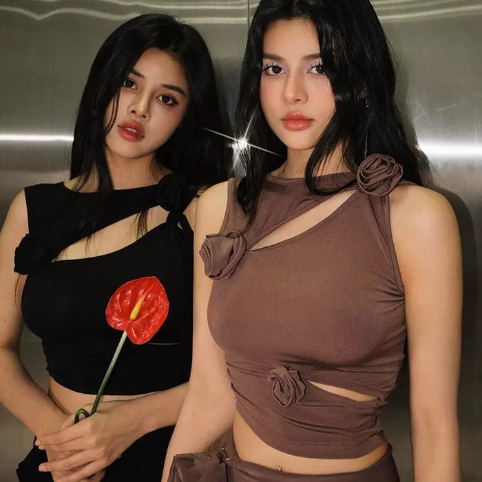 Flower Cut Out Crop Top fashionnsio