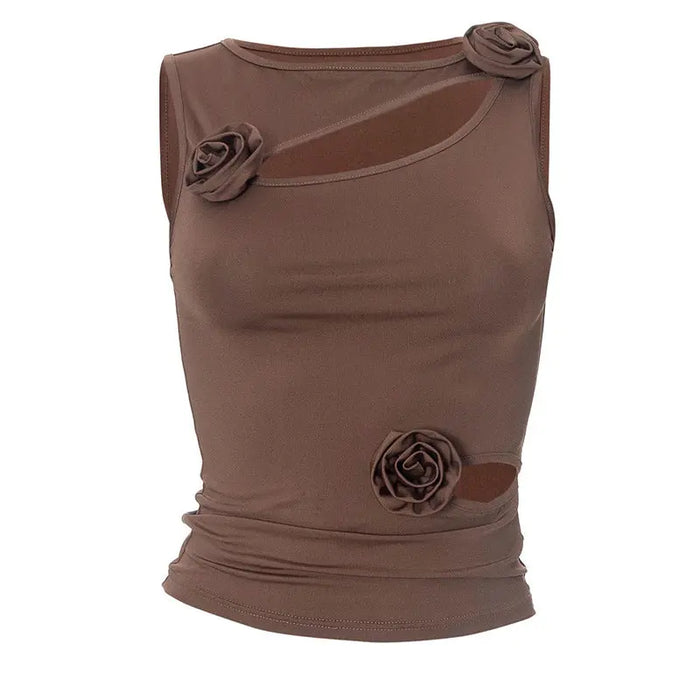 Flower Cut Out Crop Top fashionnsio