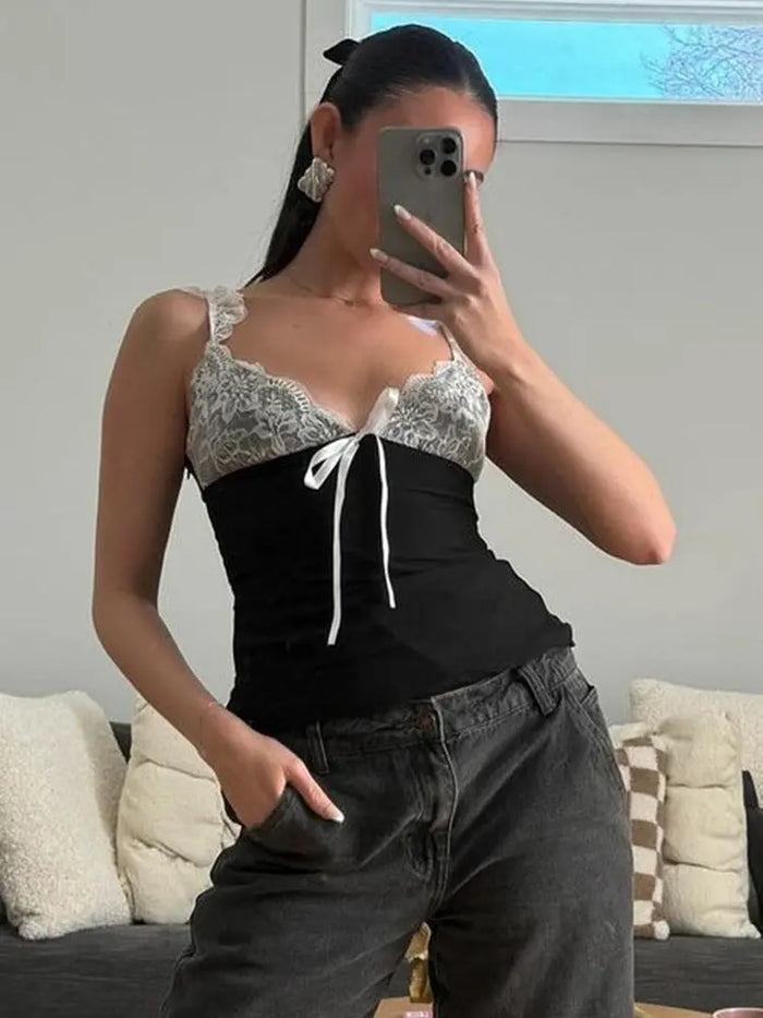 Bow Lace Tank Top fashionnsio