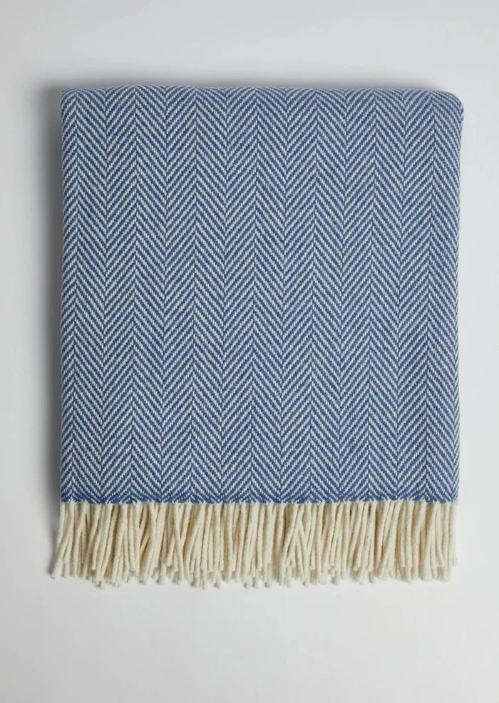 Foxford Inishmore Cashmere Throw | Blue