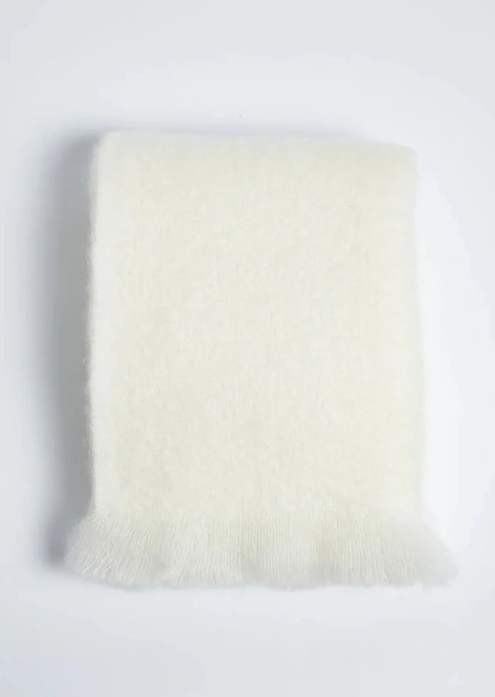 Foxford Off White Mohair Throw