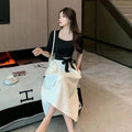 Korean Puff Sleeve Bow Dress fashionnsio