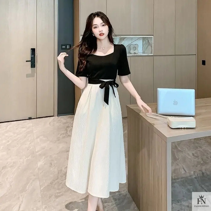 French Hepburn Bow Dress - Fashionnsio