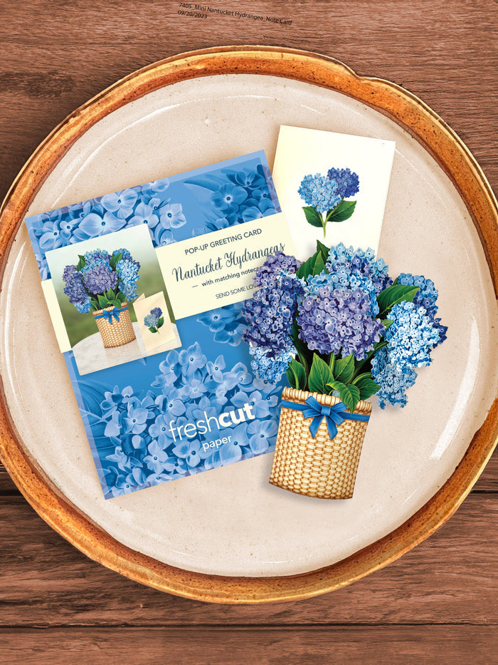 FreshCut Paper LLC - Mini Nantucket Hydrangeas (10 Pop-up Greeting Cards)