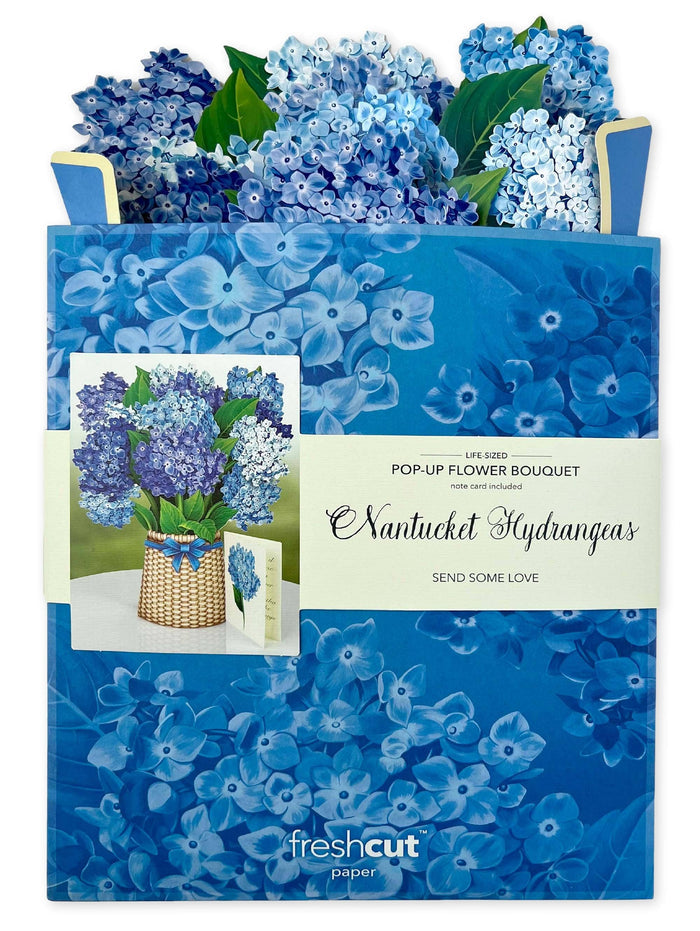 FreshCut Paper LLC - Nantucket Hydrangeas (8 Pop-up Greeting Cards)