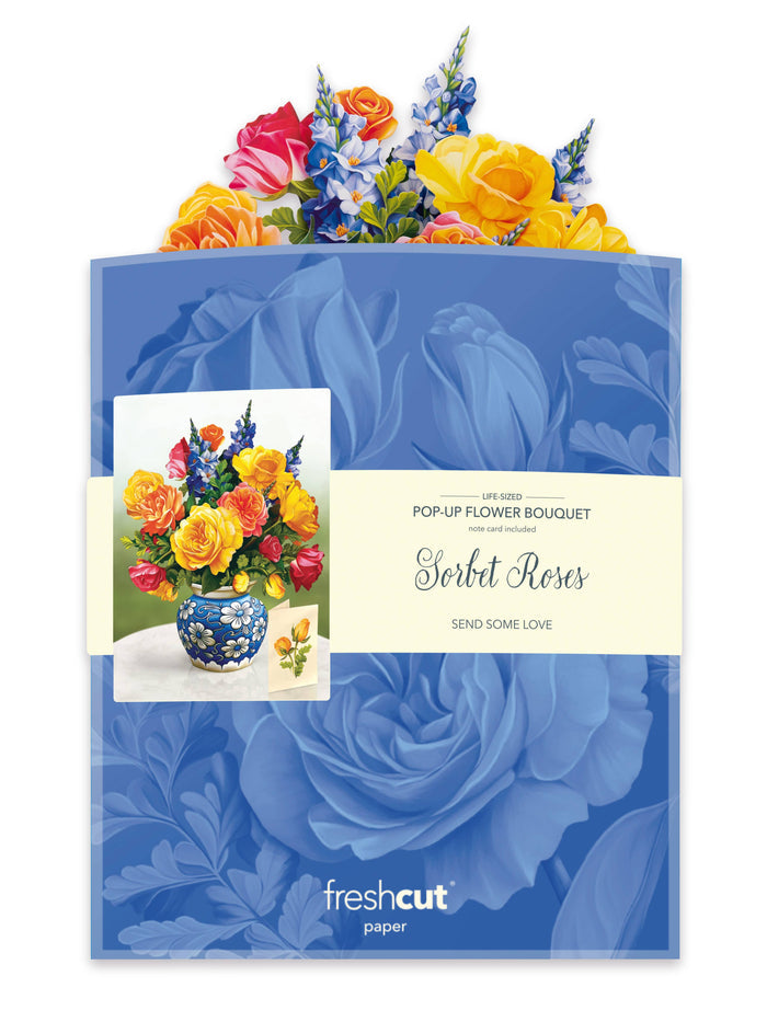 FreshCut Paper LLC - Sorbet Roses (8 Pop-up Greeting Cards)