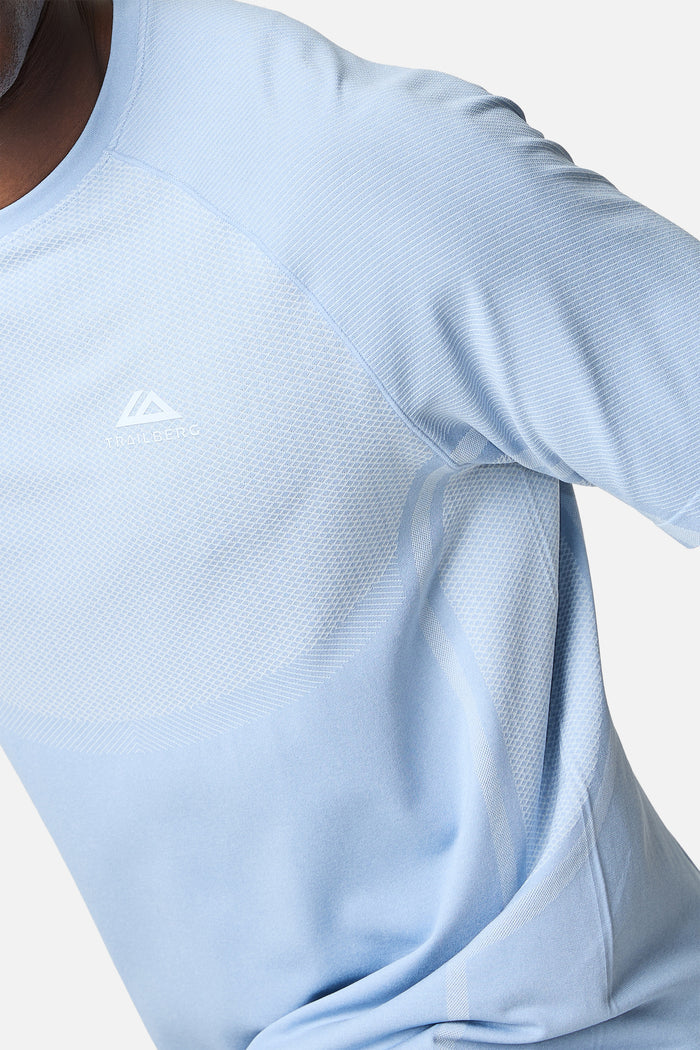 Fusion Seamless Tee - Dune Blue/White