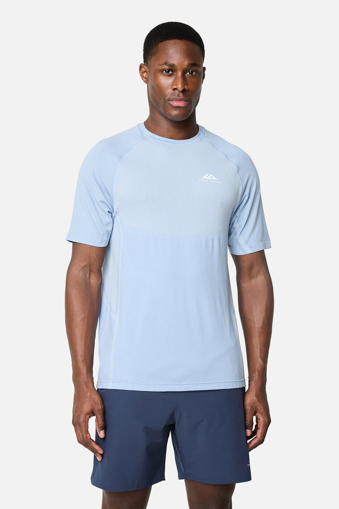 Fusion Seamless Tee - Dune Blue/White