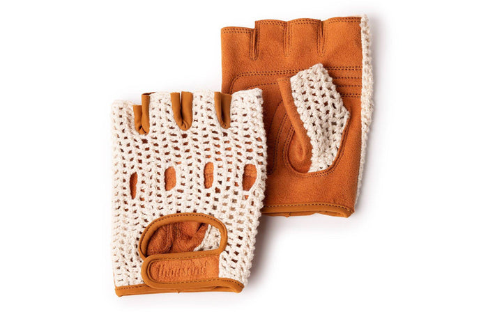 Gants Thousand Little Five Crème mitaines cuir et coton