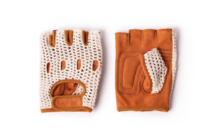 Gants Thousand Little Five Crème mitaines cuir et coton