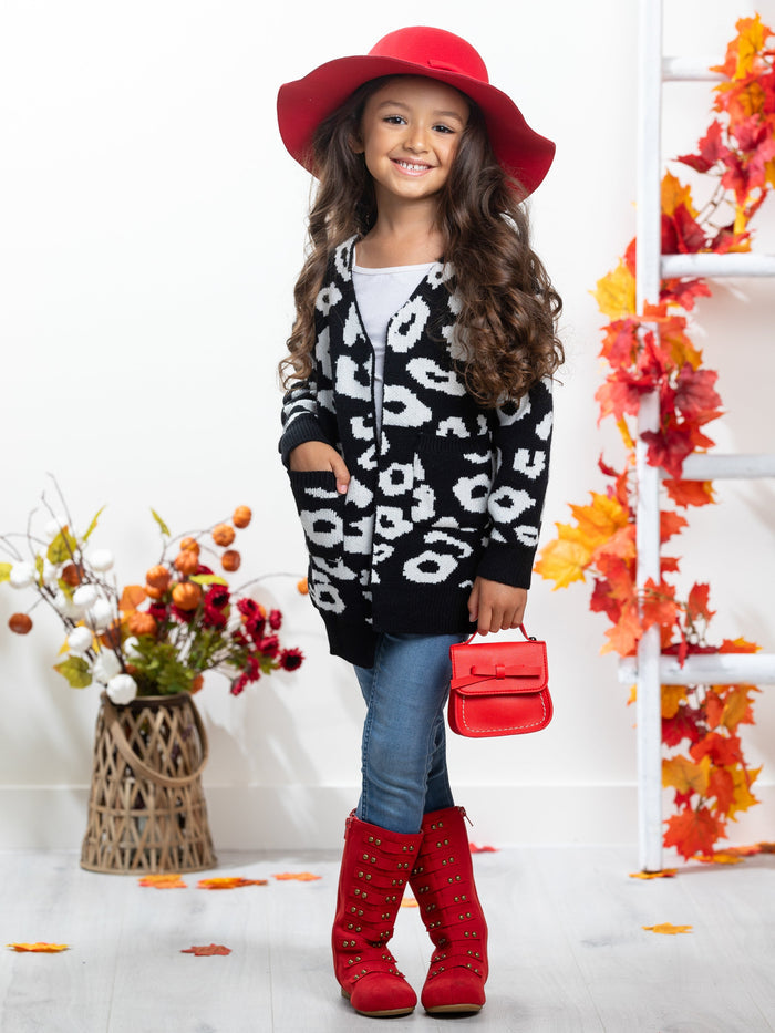 Girls Oversized Leopard Cardigan Mia Belle Girls